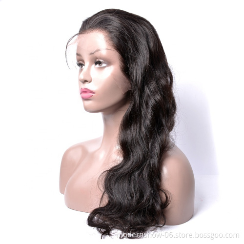 Modern Show Best Quality 180% Density Full Lace Wig Cheap Body Wave Long Lace Wig 100% Virgin Brazilian Human Hair Wig